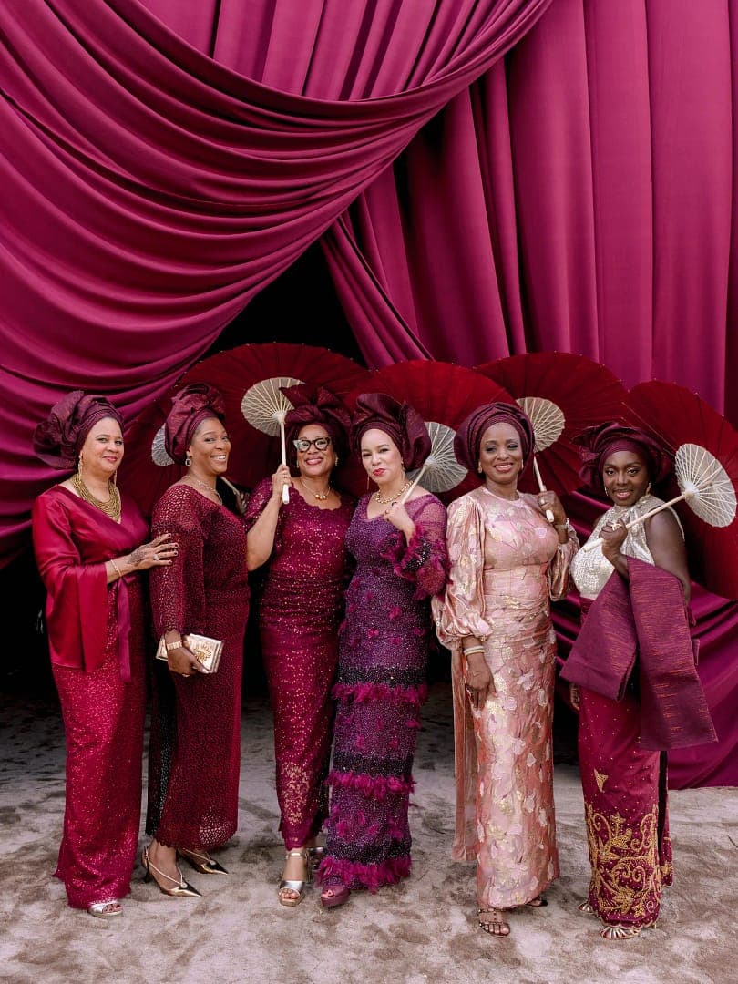 Aso Ebi Moments at Temi Otedola and Mr Eazi’s Yoruba Wedding in Dubai